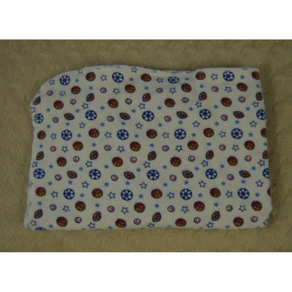 Koala Baby Sports Ball Star Receiving Blanket Flannel Blue White Football Soccer